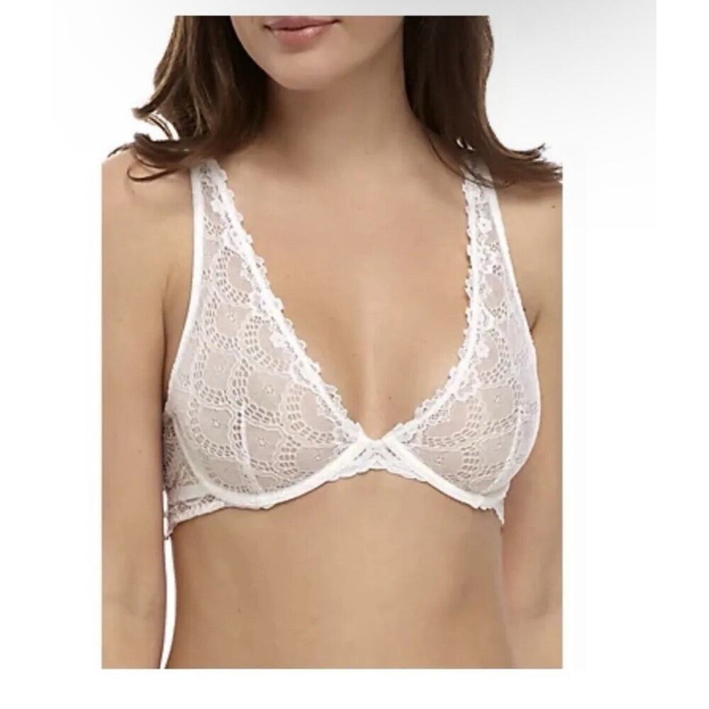 Intimately Free People Ivory White  Lace Plunge Underwire Bra Bralette
